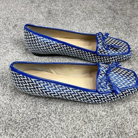 Enzo‎ Angiolini Blue and White Herringbone loafers Size 11S - Picture 9 of 10